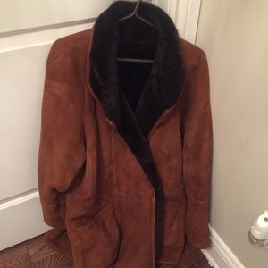 Suede XL coat with soft plush lining